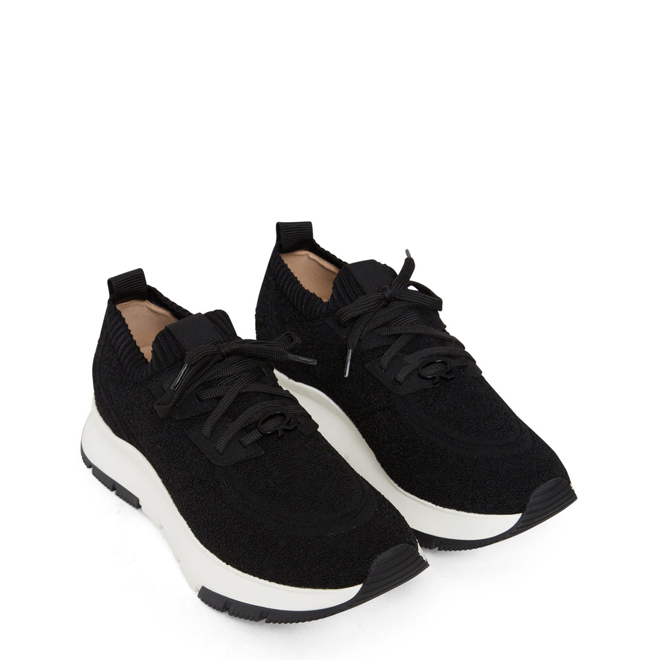 Sneakers in black stretch fabric