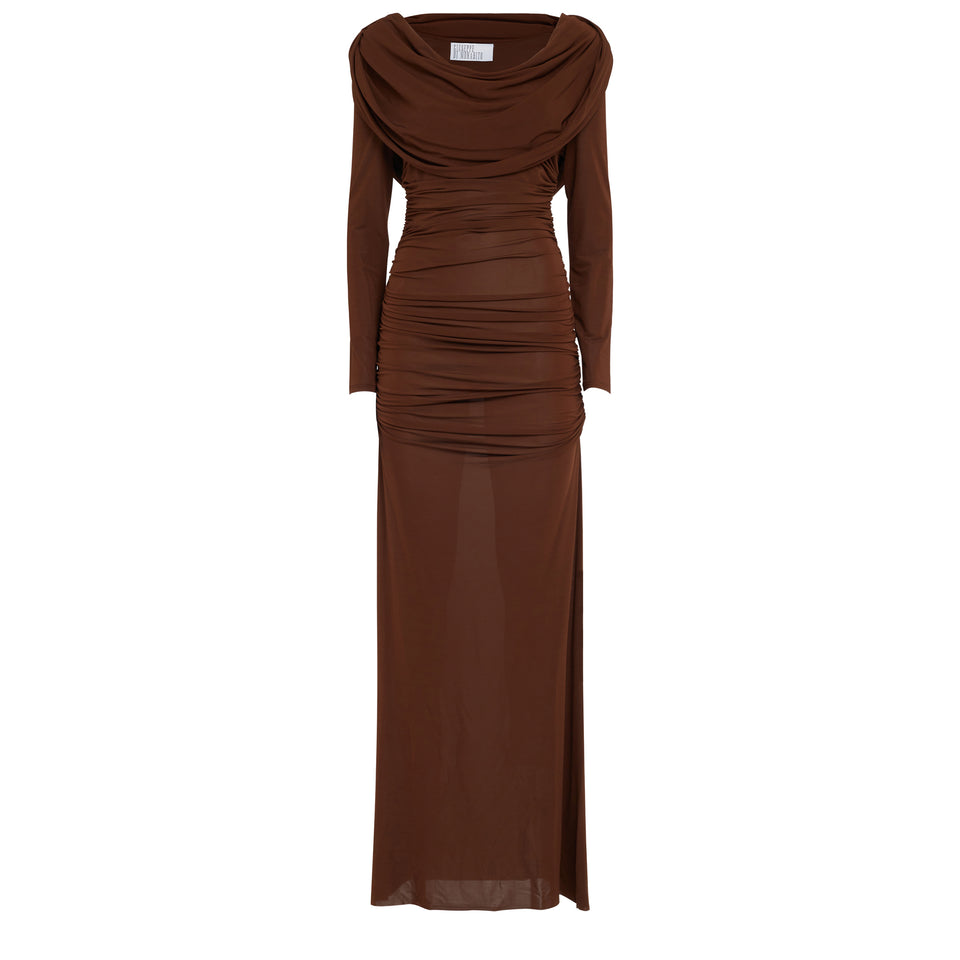 Maxi dress in brown fabric