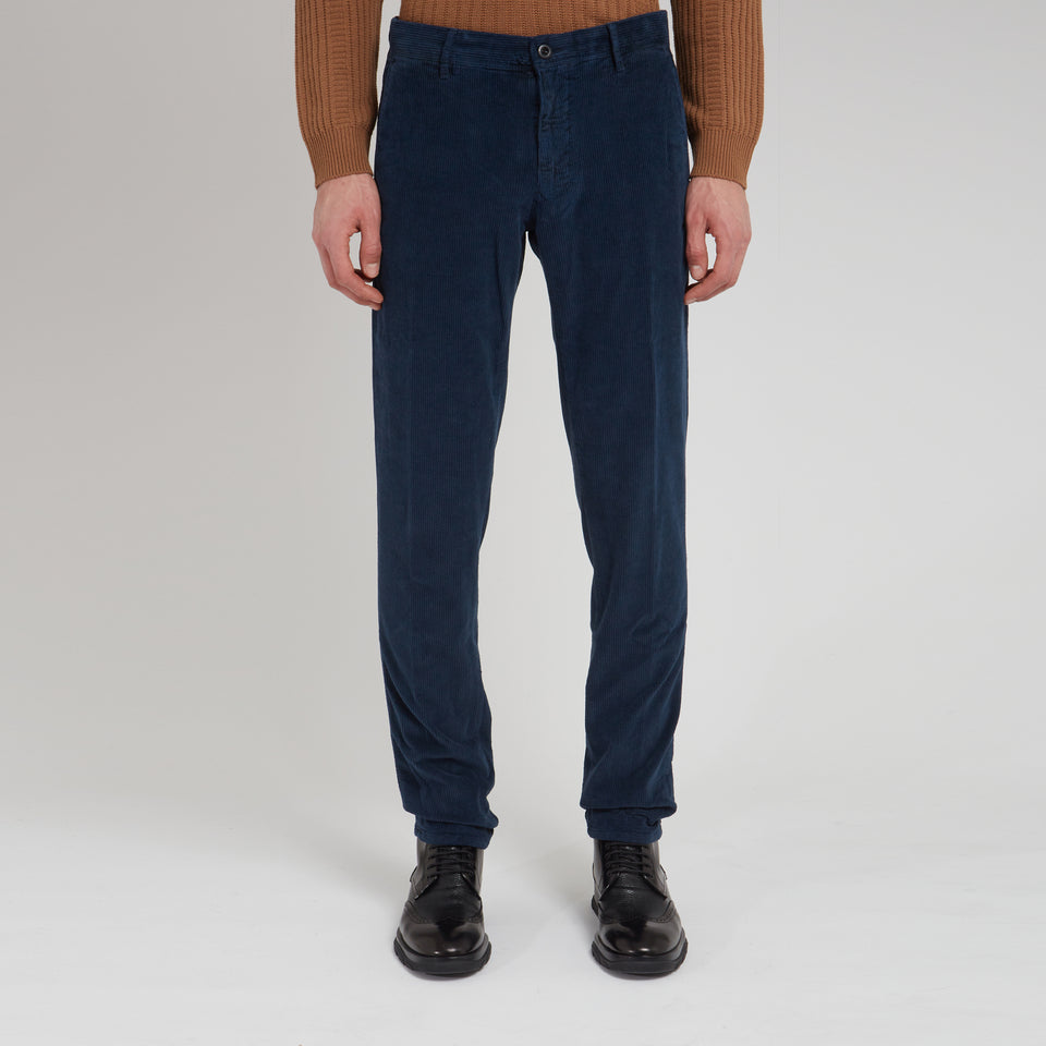 Blue velvet corduroy trousers