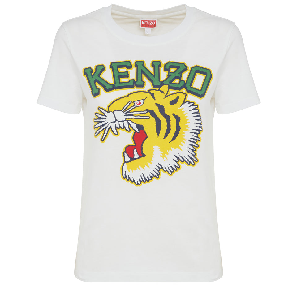 ''Tiger Varsity Jungle'' T-shirt in white cotton