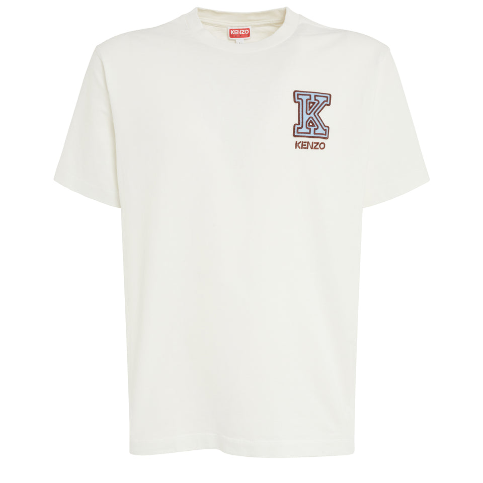 ''K Crest'' T-shirt in white cotton