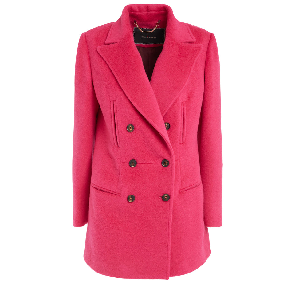 Double-breasted pink cashmere jacket