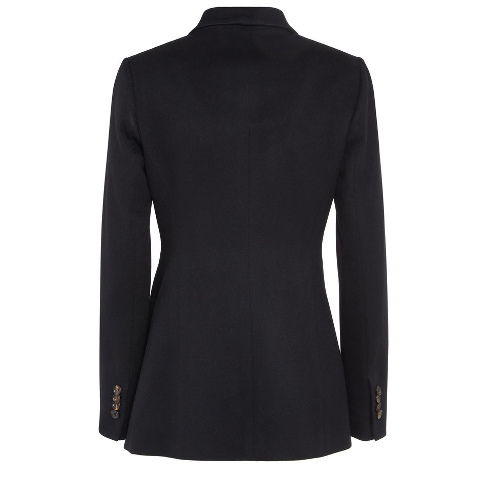Black cashmere double-breasted jacket