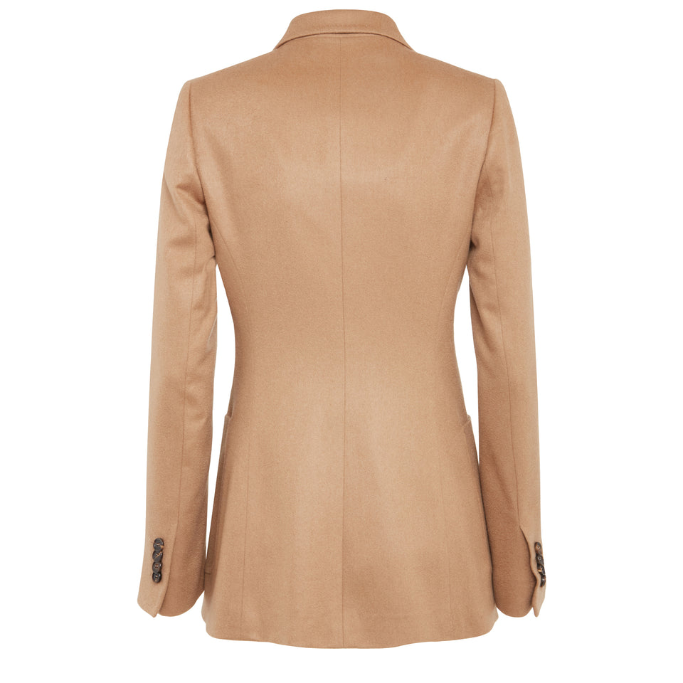 Beige cashmere double-breasted jacket