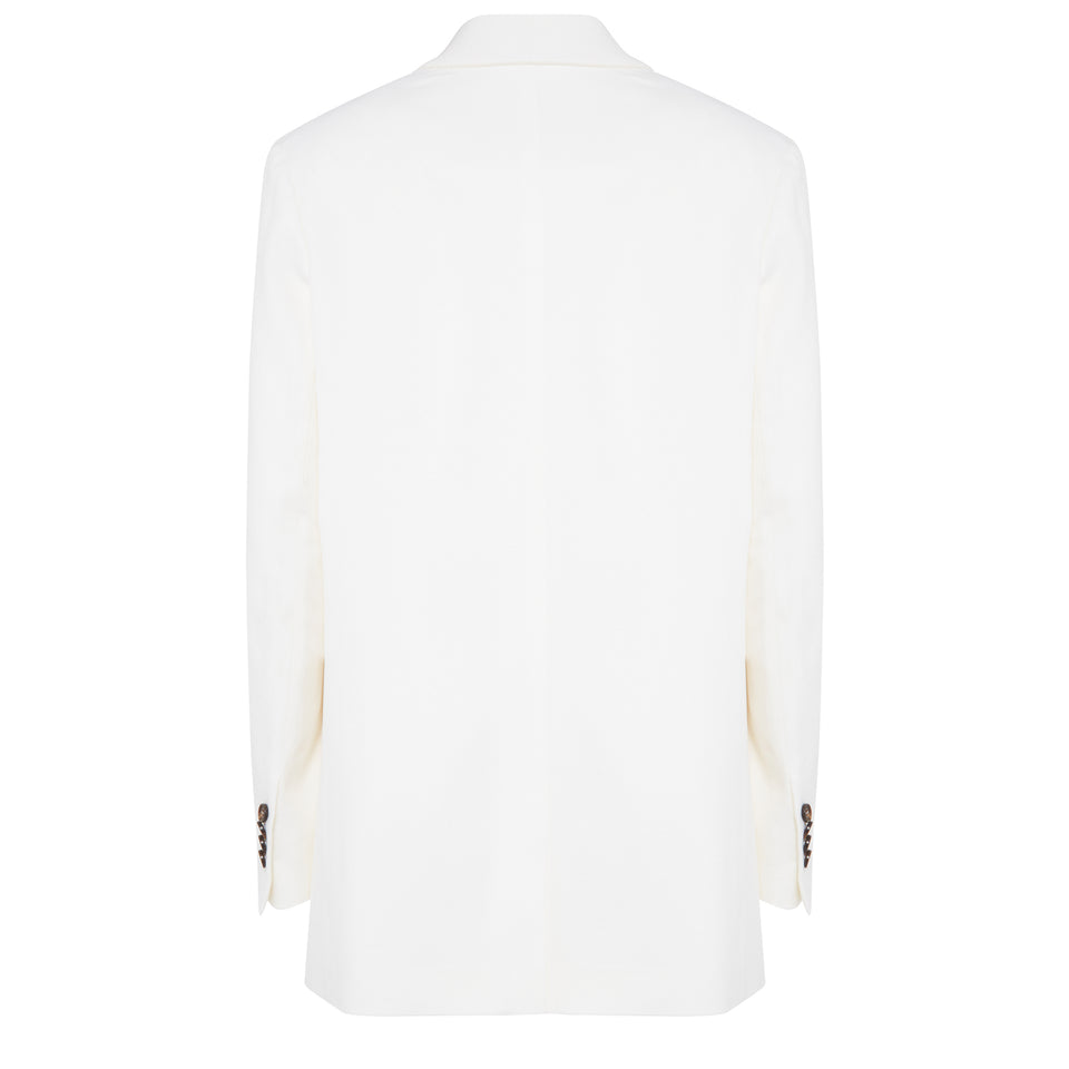 White cashmere double-breasted jacket