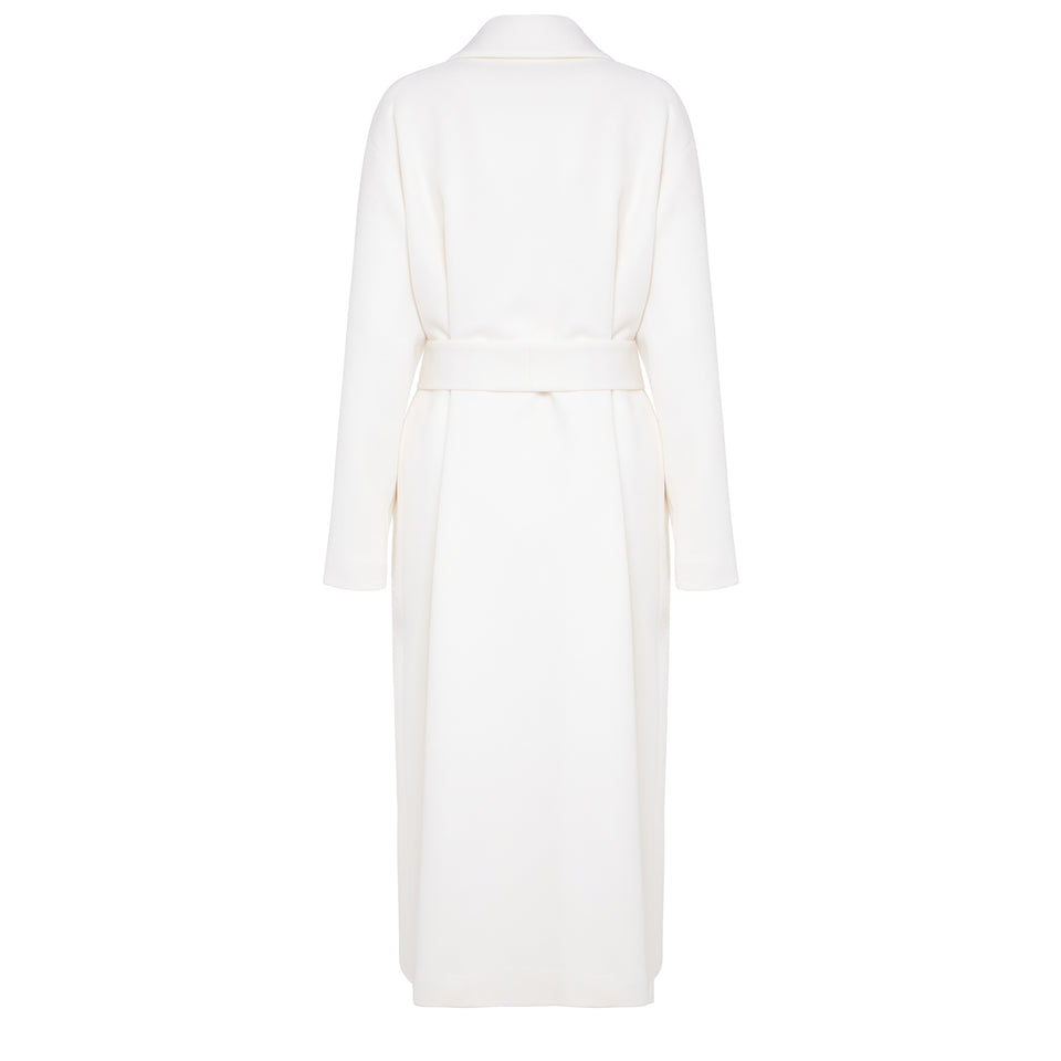 White cashmere double-breasted coat
