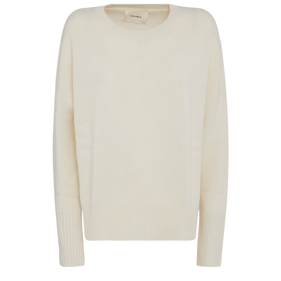 "Mila" sweater in white cashmere