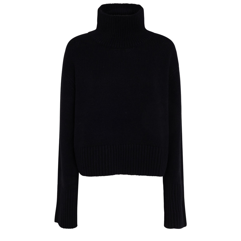 "Fleur" sweater in black cashmere