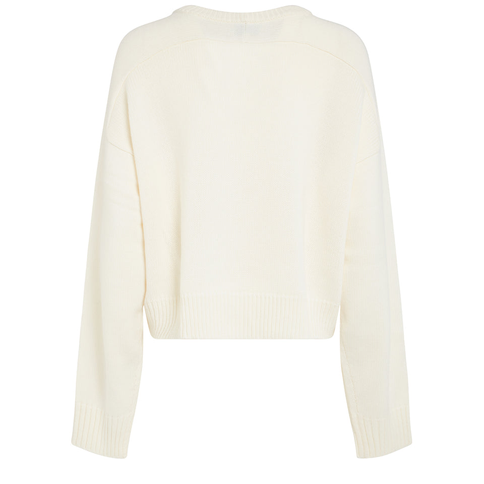 White wool crop sweater