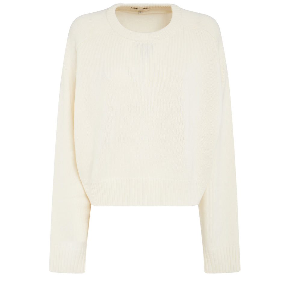White wool crop sweater