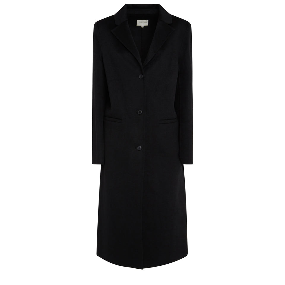 Single-breasted ''Mill'' coat in black wool