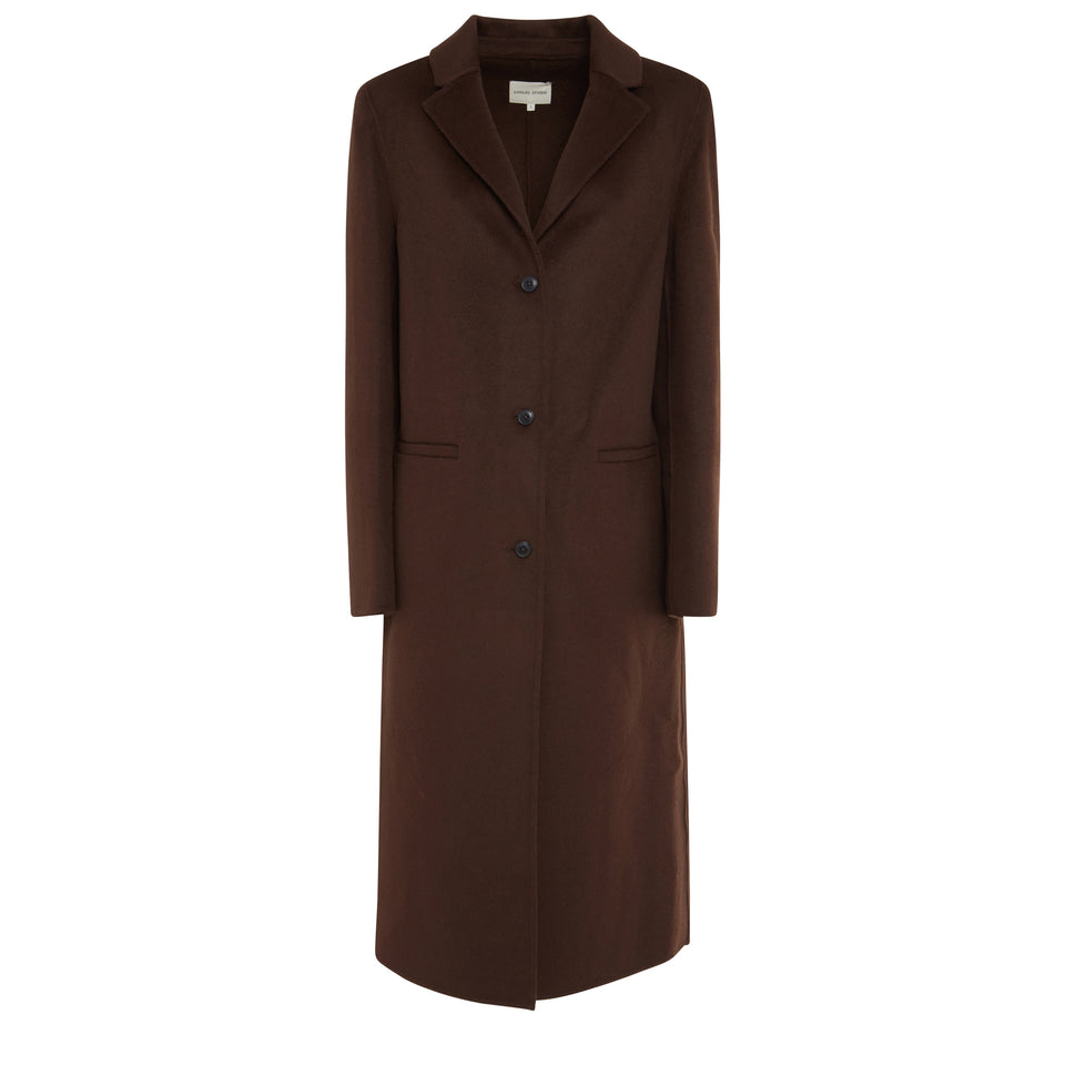 Single-breasted ''Mill'' coat in brown wool