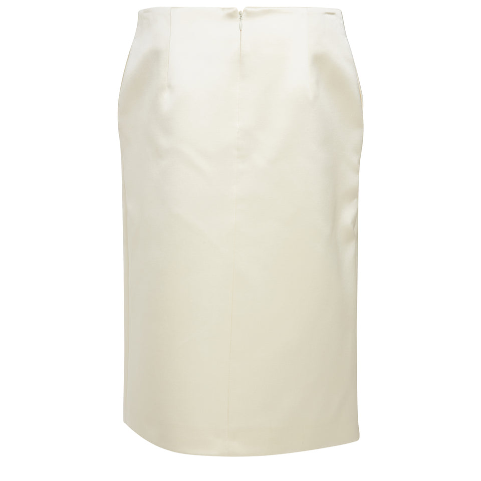 White silk midi skirt