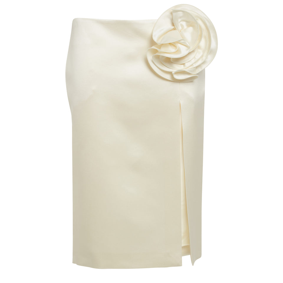 White silk midi skirt