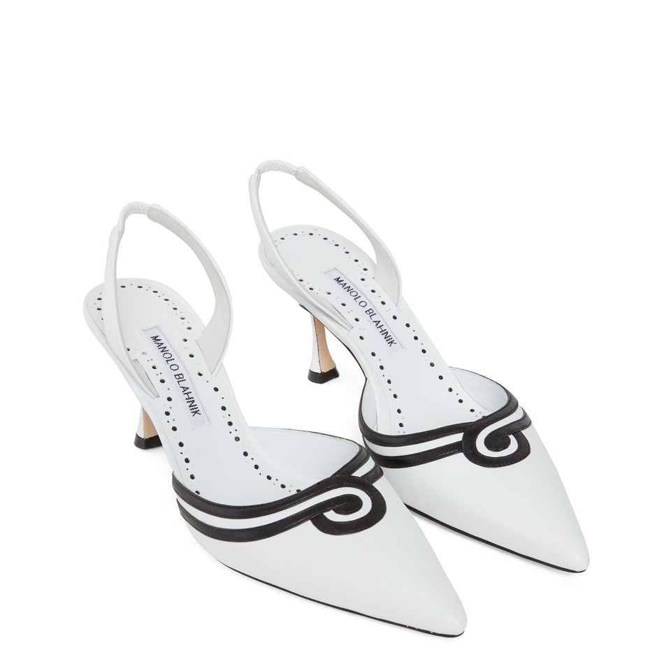 "Chongas Gala" slingback in black and white nappa leather
