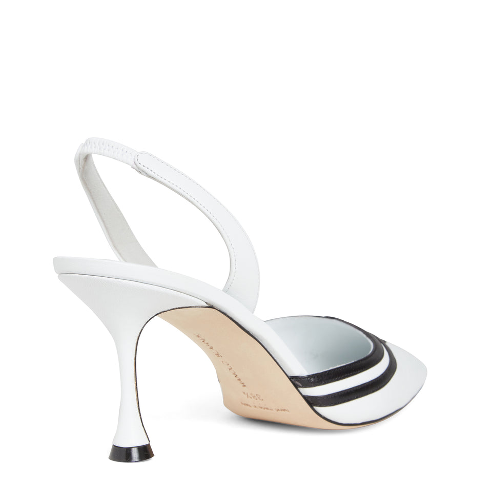 "Chongas Gala" slingback in black and white nappa leather