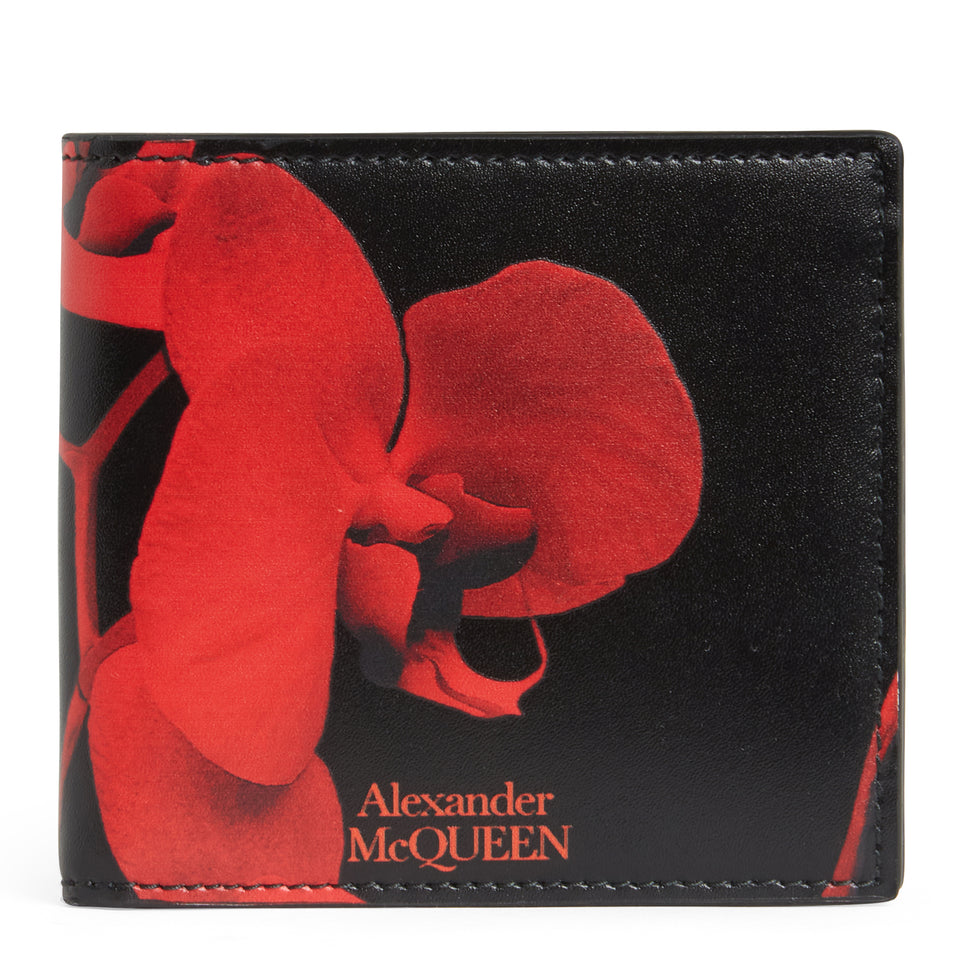 ''Solarised Flower'' wallet in black leather