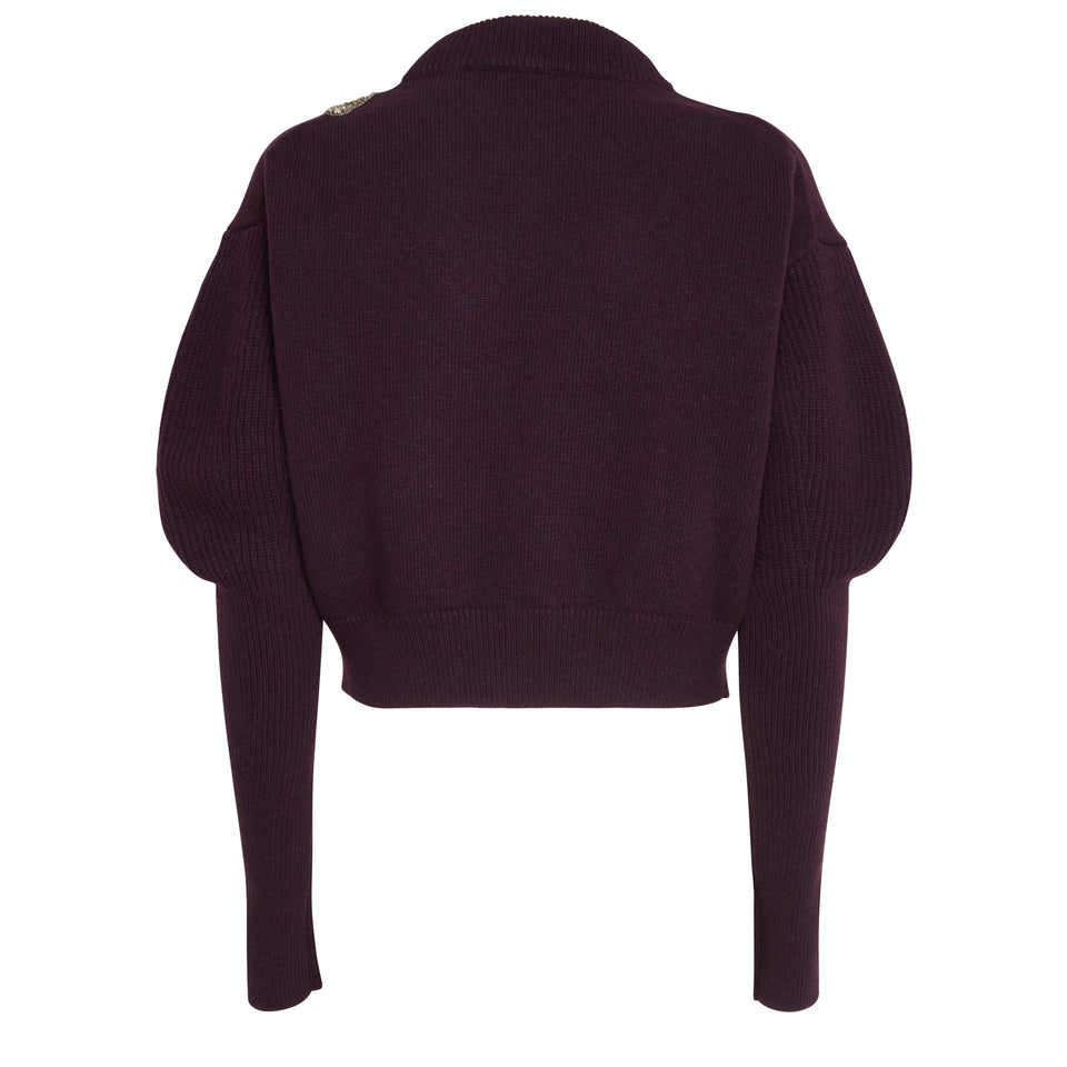 Purple wool and cashmere sweater