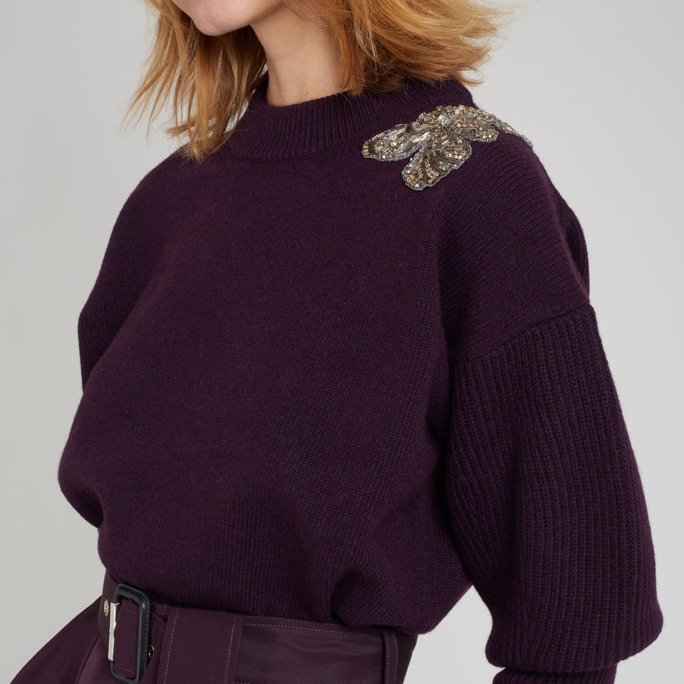 Maglione in lana e cashmere viola