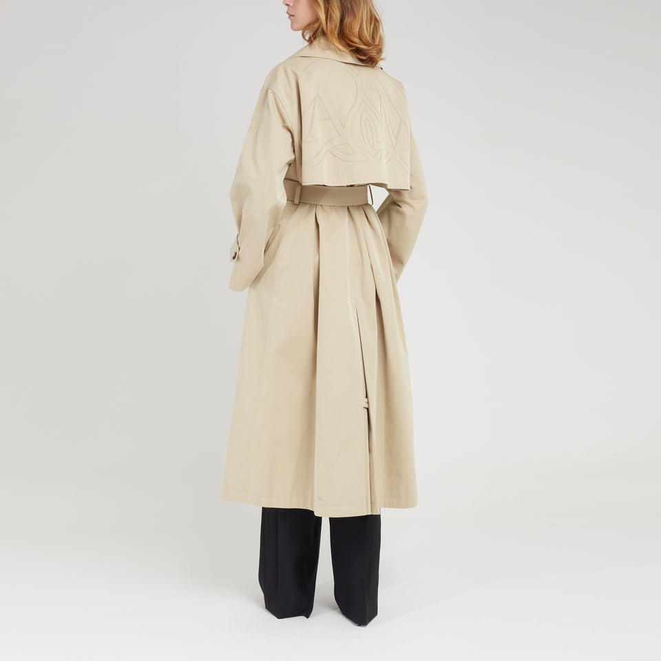 Beige cotton trench coat