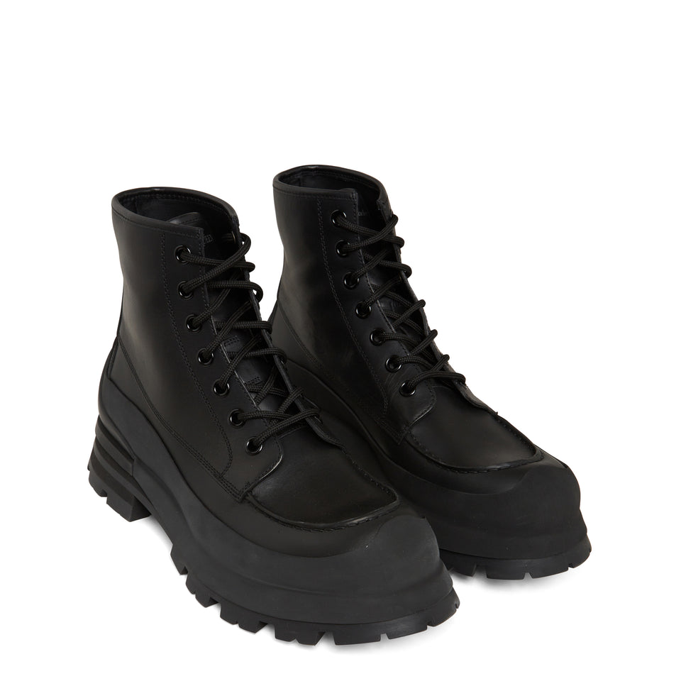 ''Wander'' ankle boot in black leather