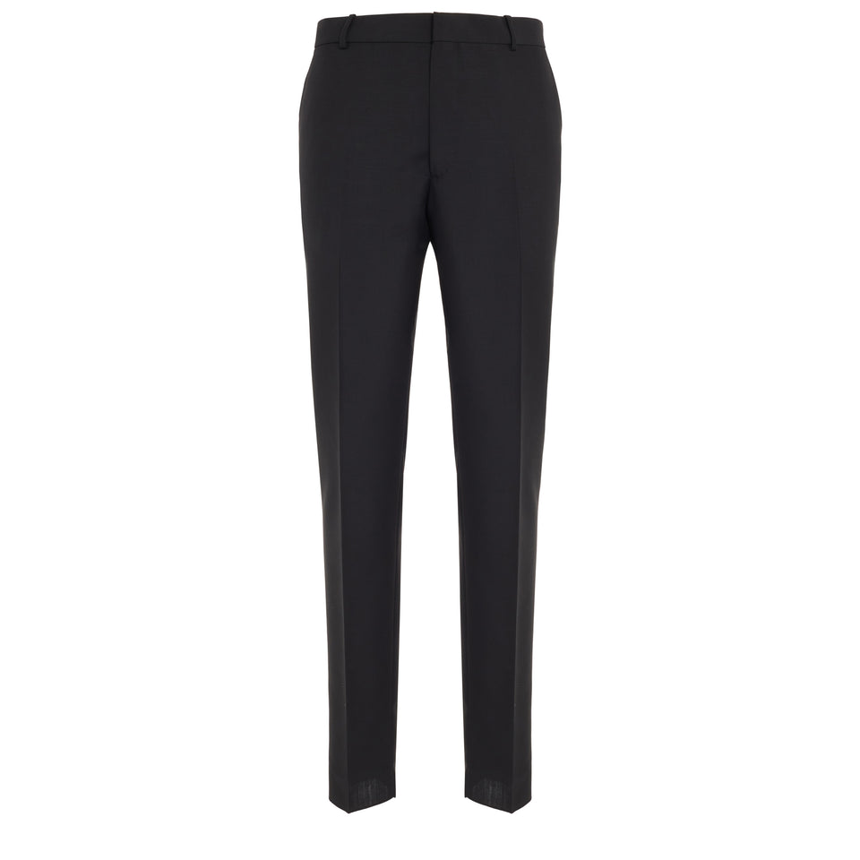 Tailored black wool trousers