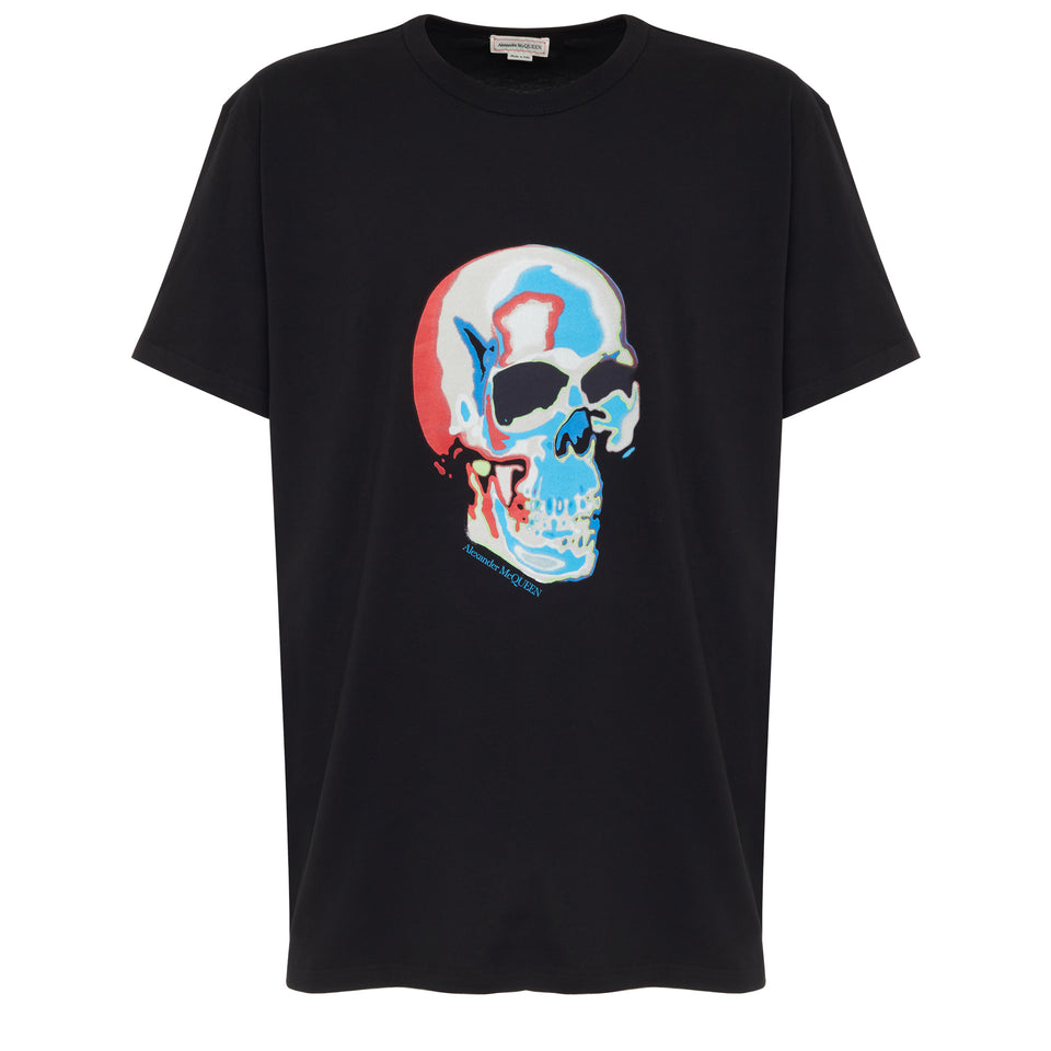 T-shirt ''Solarised skull'' in cotone nera