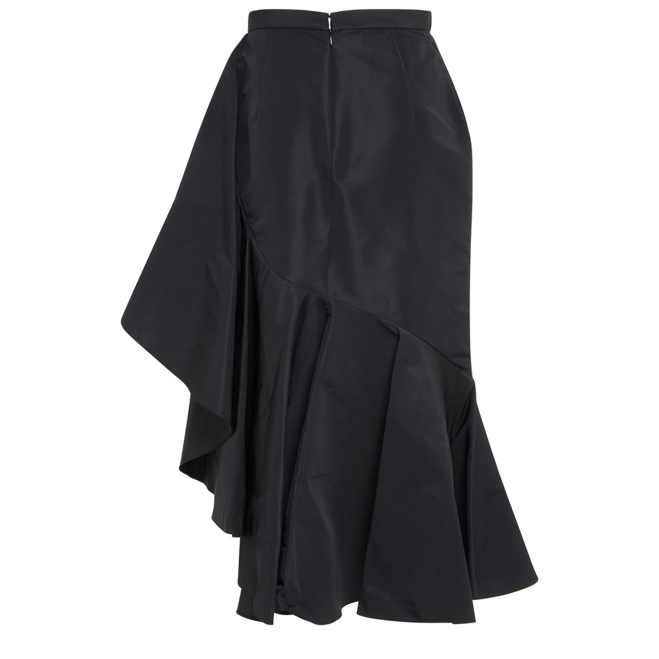 Asymmetrical skirt in black fabric