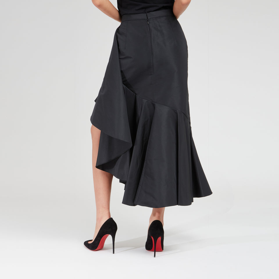 Asymmetrical skirt in black fabric