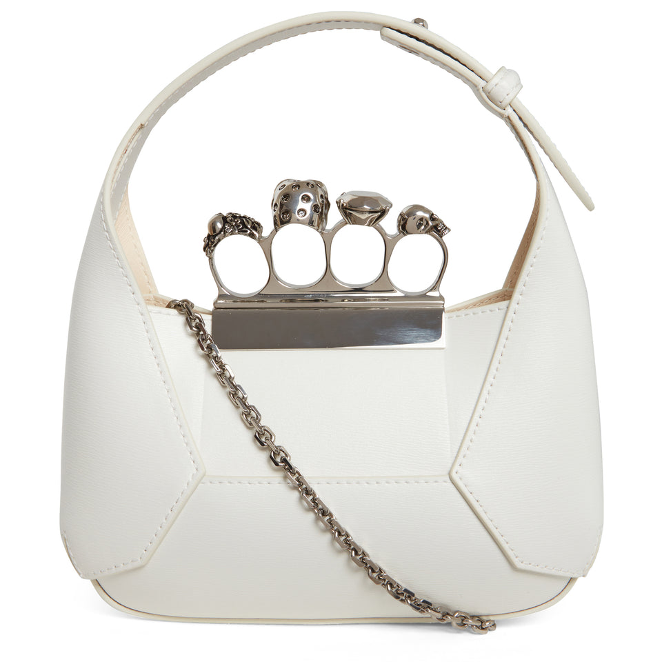Mini ''Hobo Jewelled'' bag in white leather