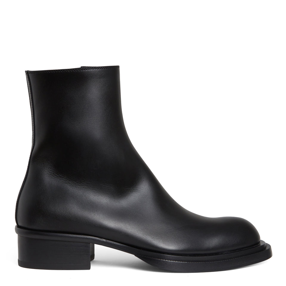 ''Stack'' ankle boot in black leather