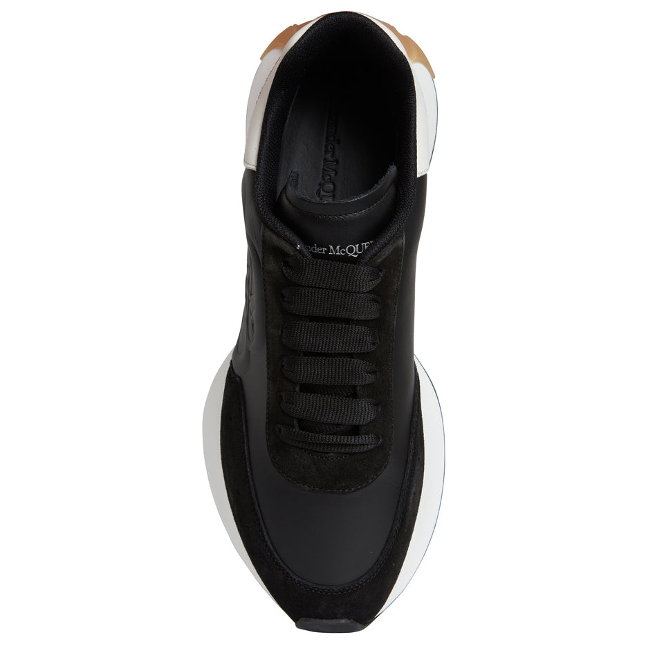 Black leather ''Sprint Runner'' sneakers