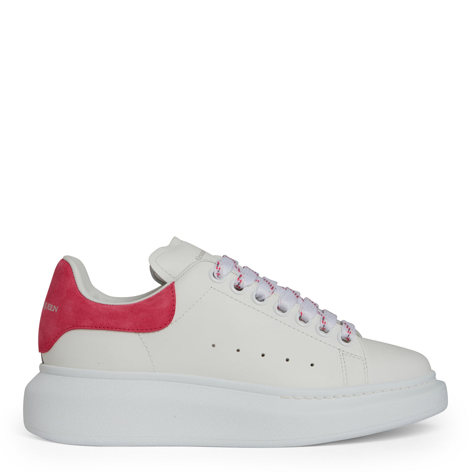 Oversized white and pink leather sneakers