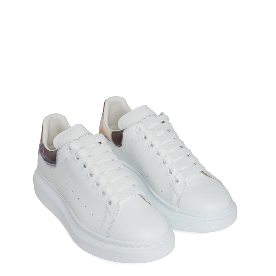 Oversized sneakers in white and multicolor leather