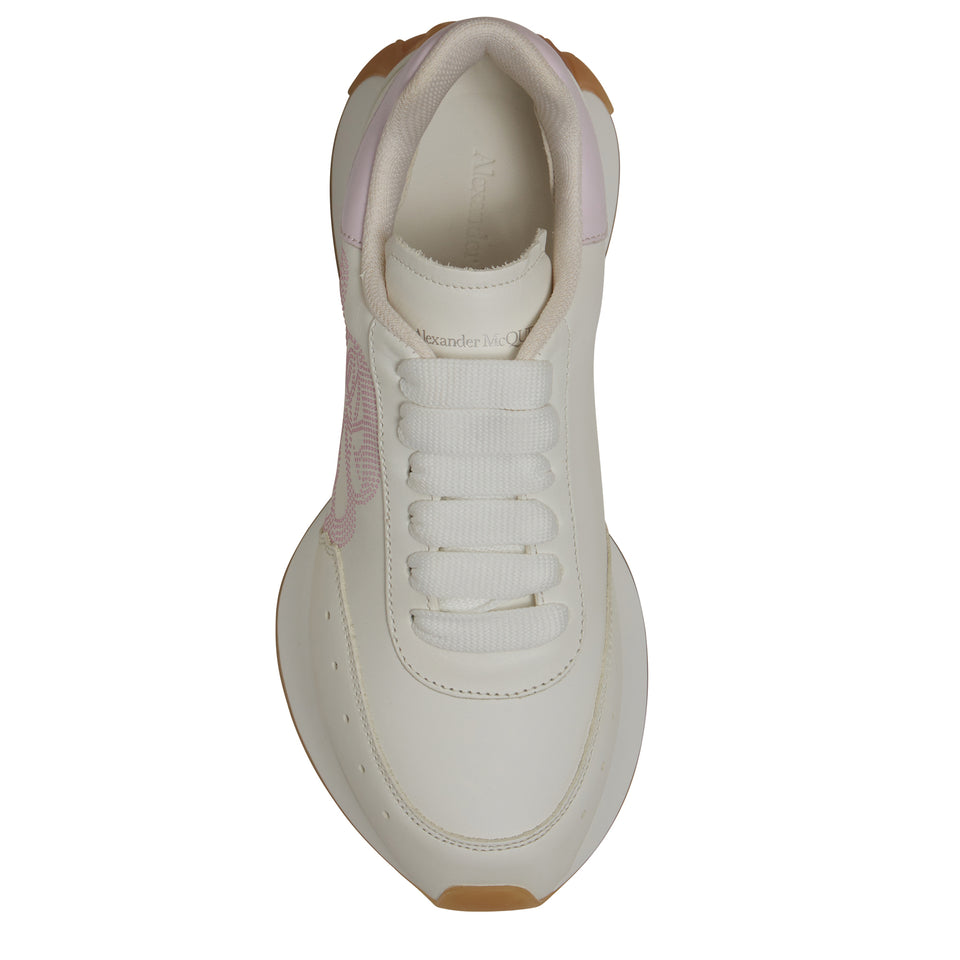 Sneakers ''Sprint Runner'' in pelle bianca e rosa
