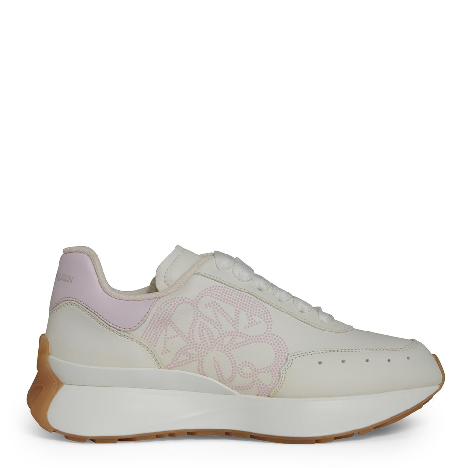 ''Sprint Runner'' sneakers in white and pink leather