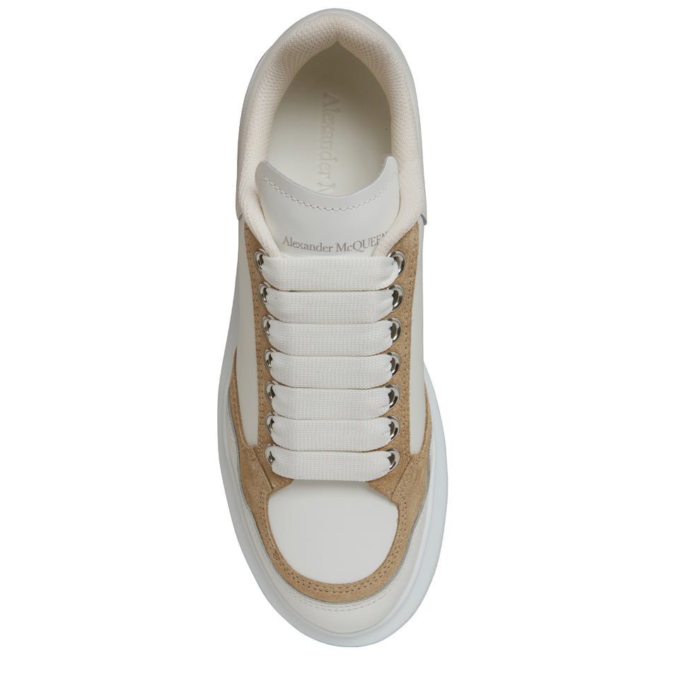 ''Larry'' sneakers in white and beige leather