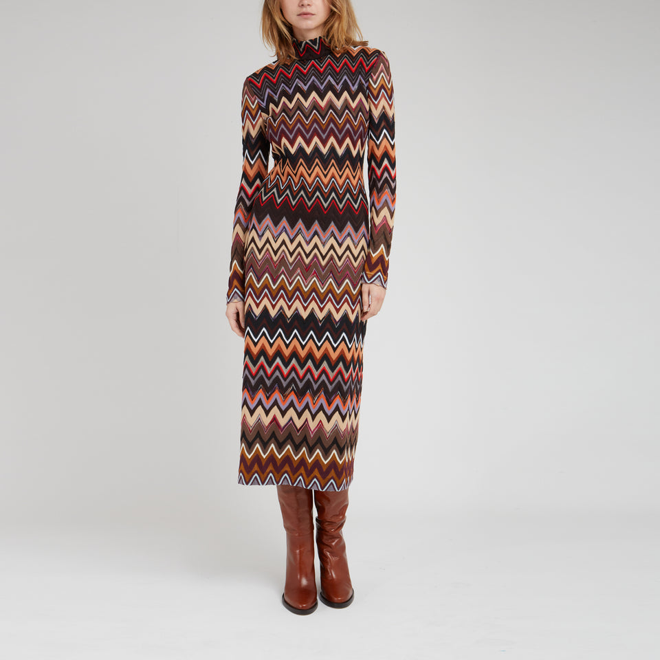 Maxi abito in lana multicolor