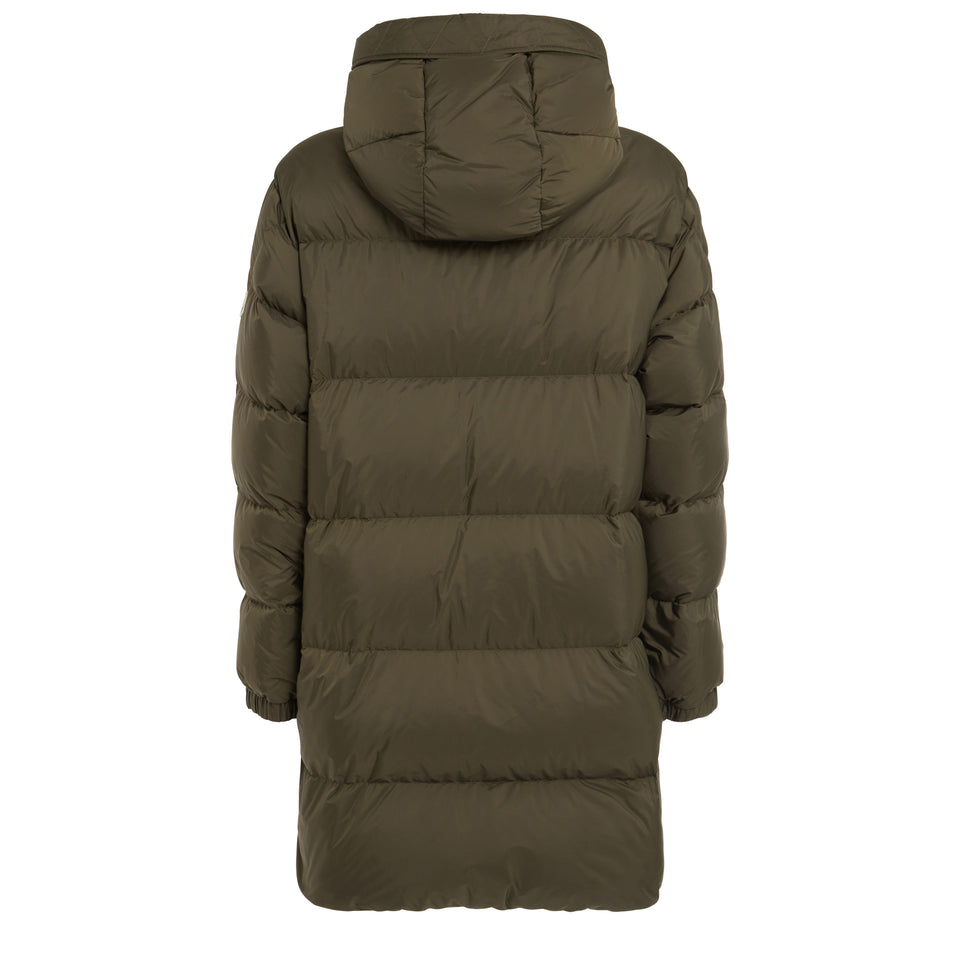 Long "Alagon" down jacket in green fabric