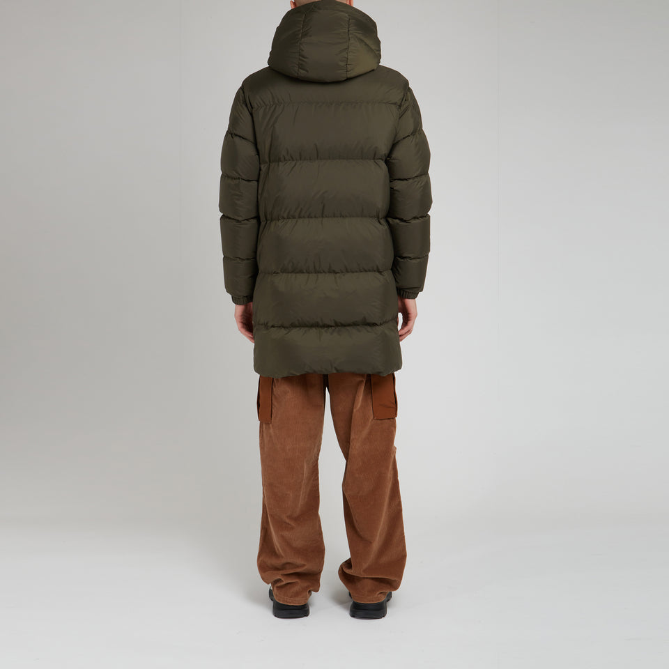Long "Alagon" down jacket in green fabric