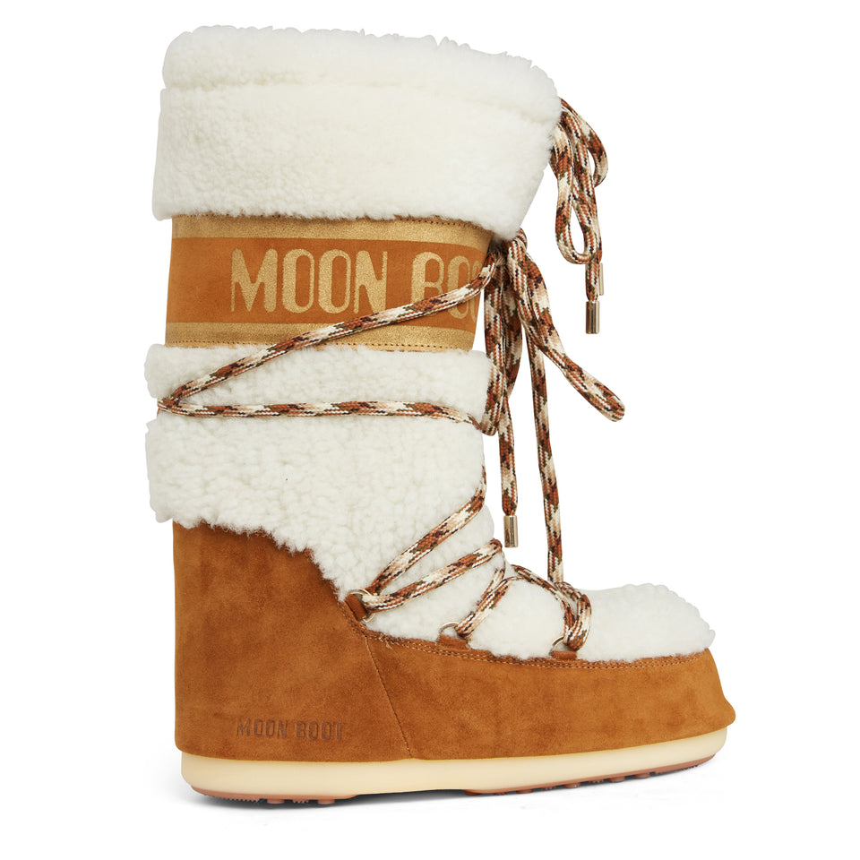 Moon Boot "Icon" in brown shearling