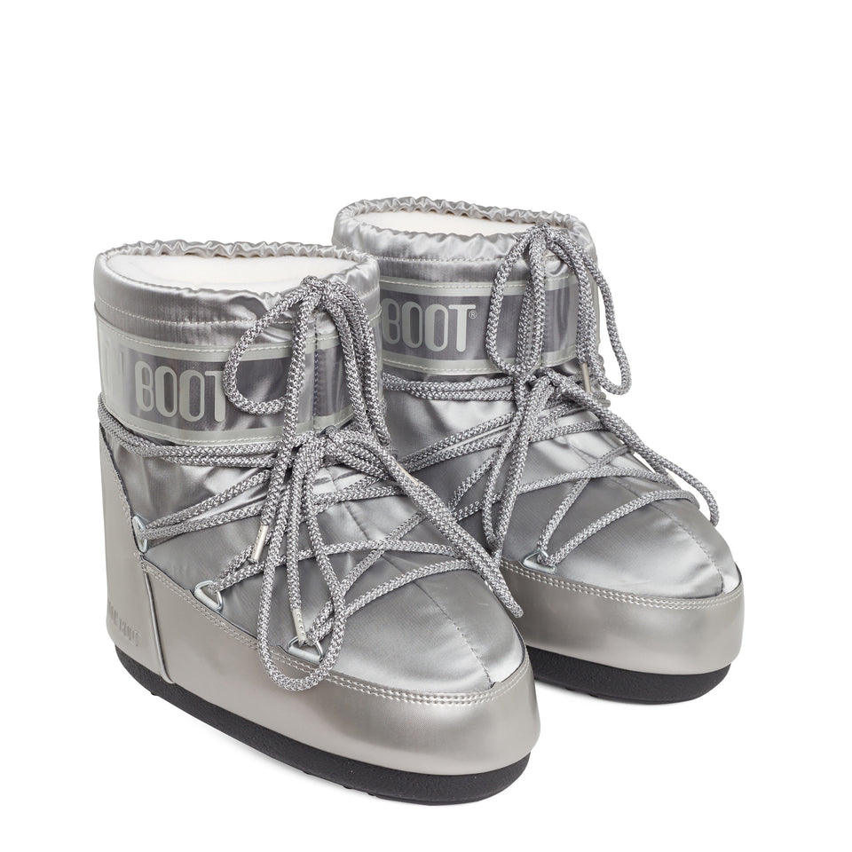 Moon Boot "Icon Low" in silver nylon