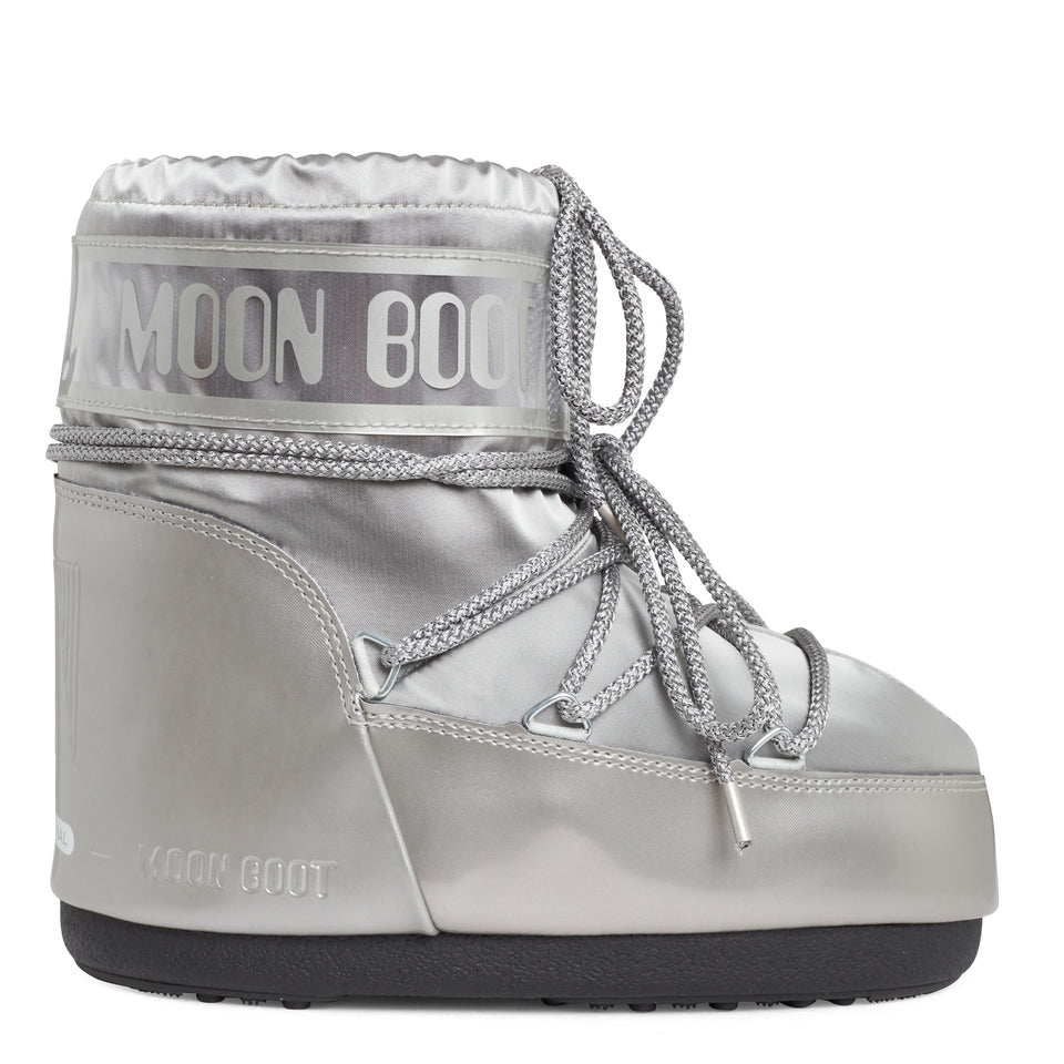 Moon Boot "Icon Low" in silver nylon