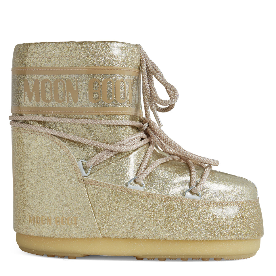 Moon Boot "Icon Low" in gold nylon