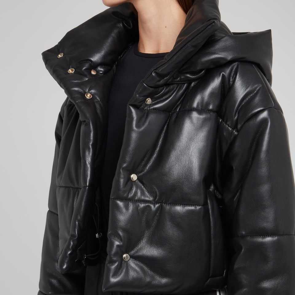 "Aveline" cropped down jacket in black fabric