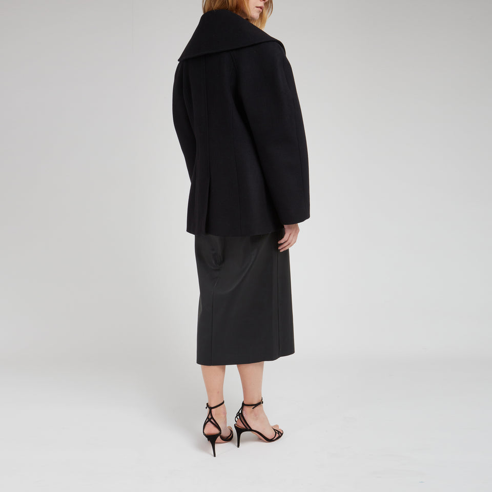 Oversized black wool coat