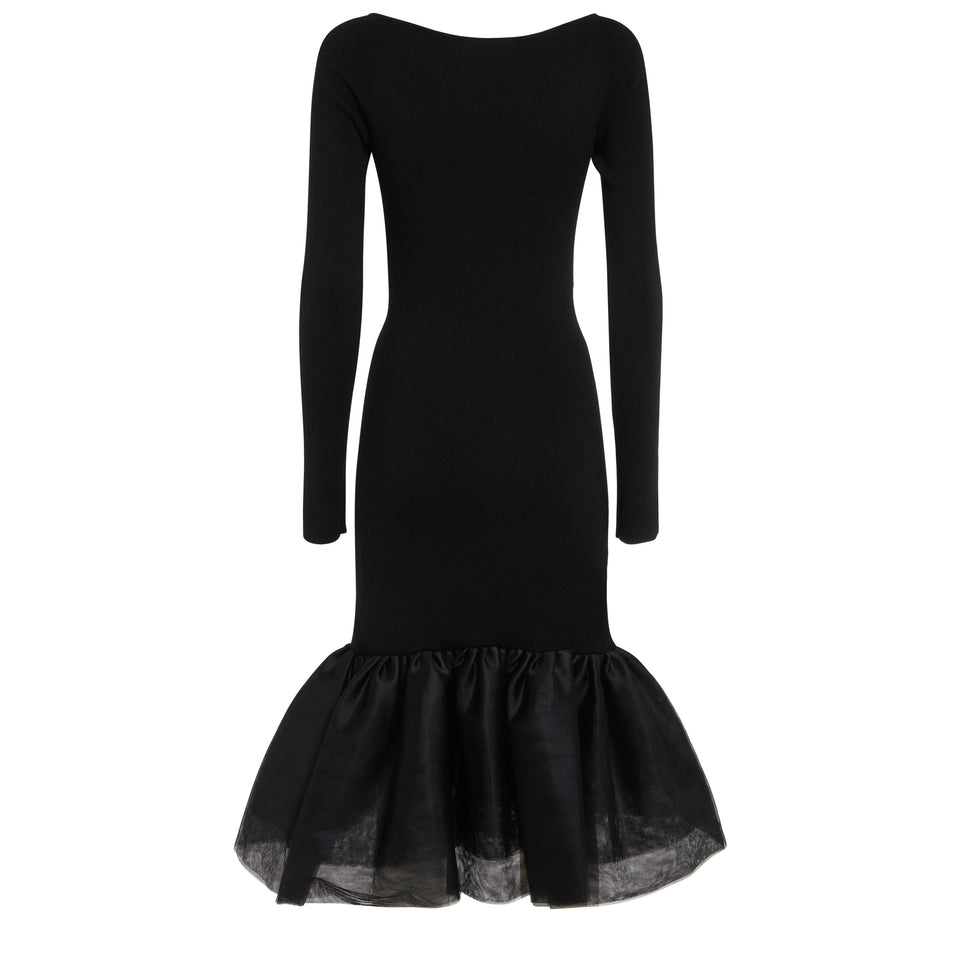 Black wool mini dress