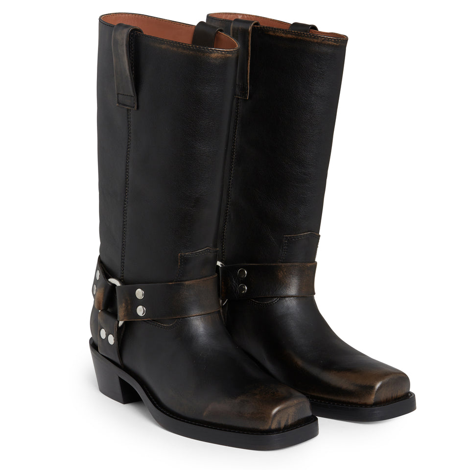 ''Roxy'' cowboy boot in brown leather