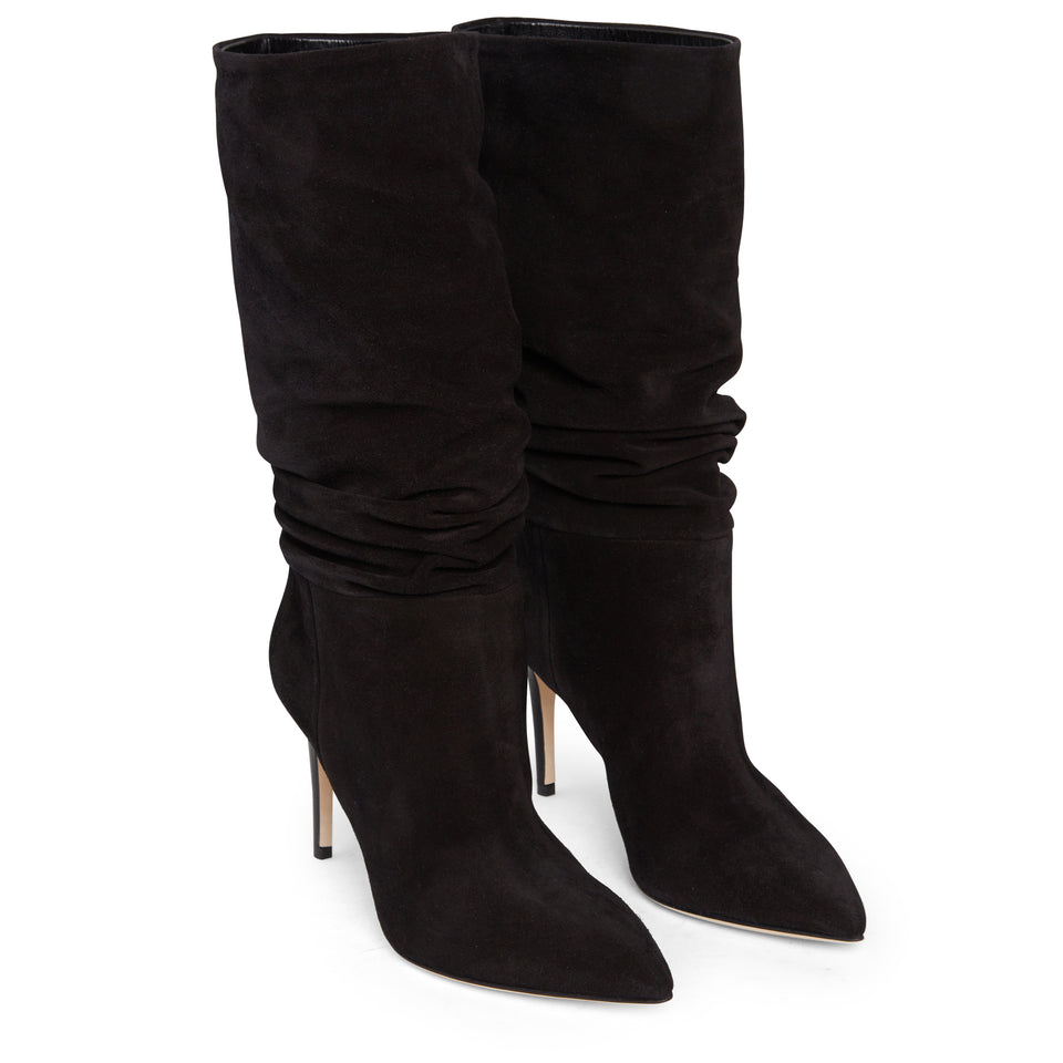 "Slouchy" ankle boot in black suede