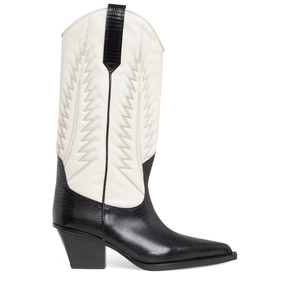 "Rosario" ankle boot in black and white leather